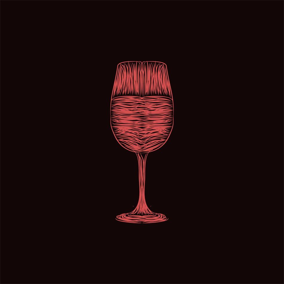 diseño de estilo de ilustraciones de ilustración de vino de vidrio vector