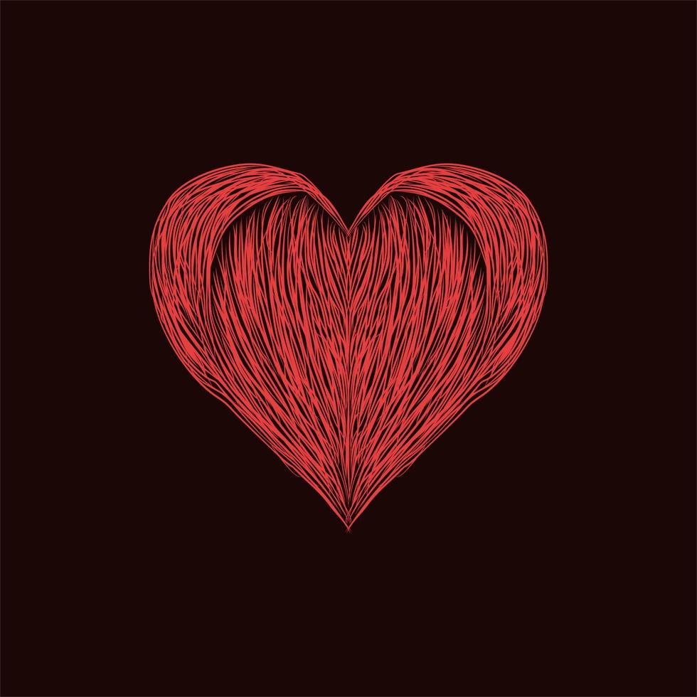 diseño del ejemplo del estilo de las ilustraciones del corazón del amor vector