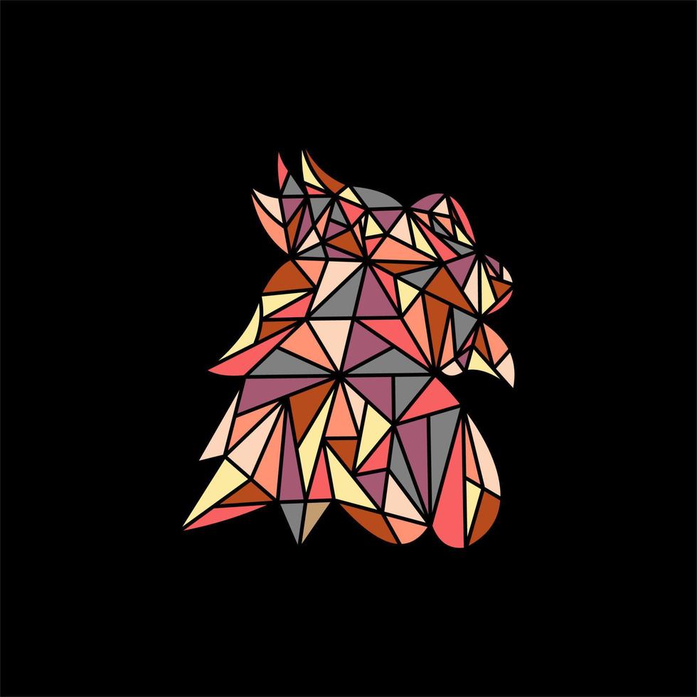 diseño creativo geométrico colorido del logotipo del gallo de la cabeza vector