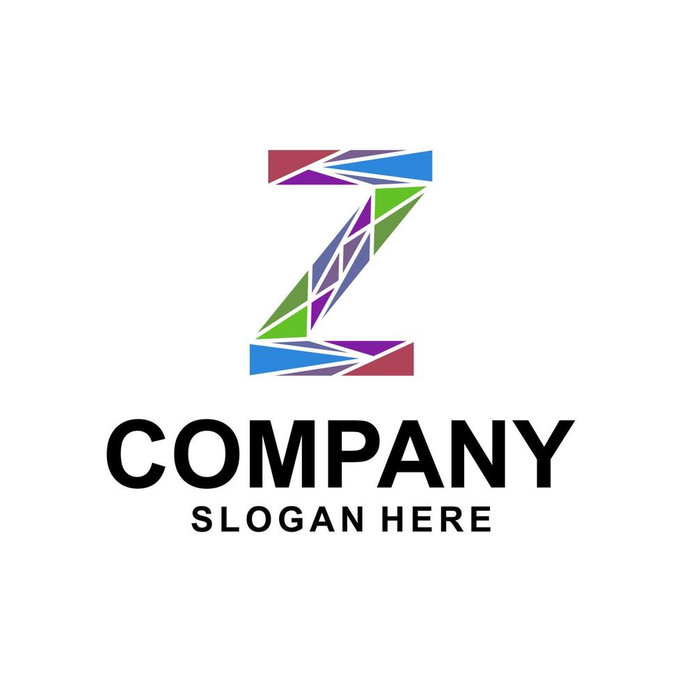colorful letter z polygonal style design vector