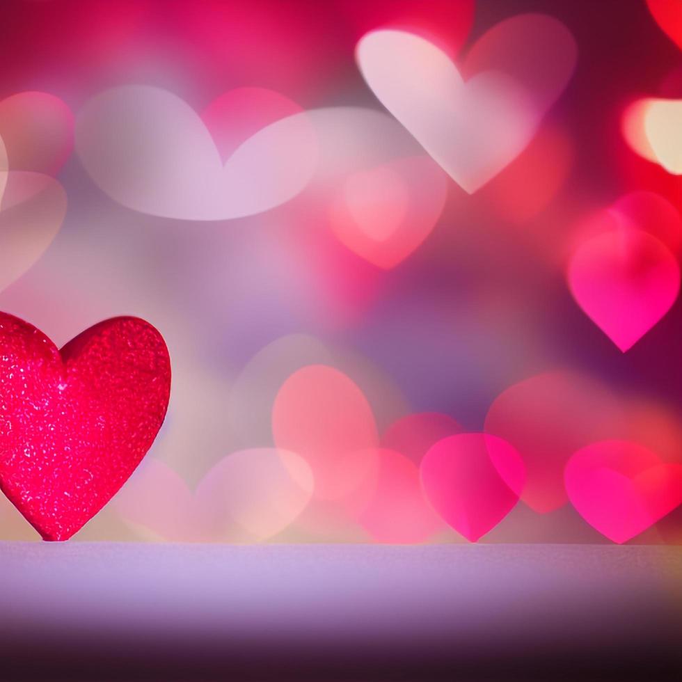 Beautiful love background with hearts and bokeh photo