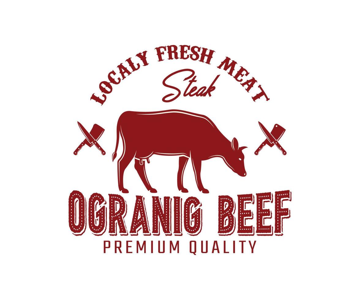 Retro Vintage Cattle. Beef Emblem Label logo design vector