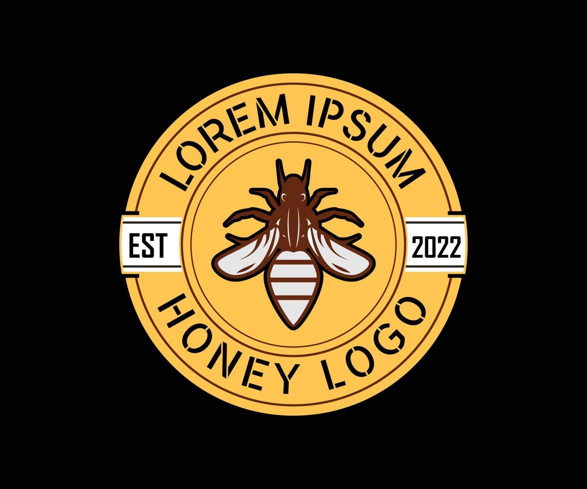 bee logo with continuous line style in yellow semicircle vector