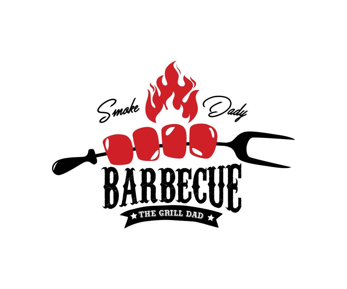 Vintage Retro Rustic BBQ Grill, Barbecue, Barbeque Logo design vector