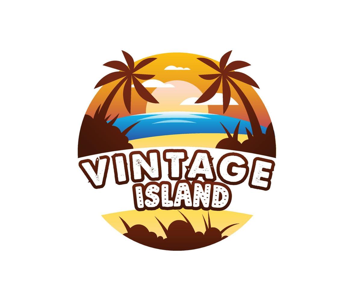 vintage badges see batch island, summer, palm trees emblems vector