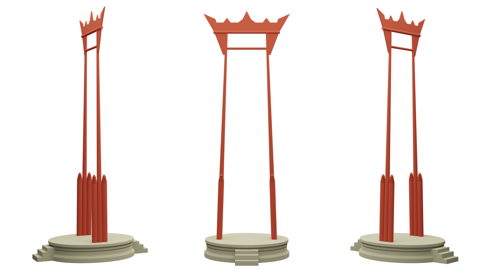 element of giant swing sao ching cha front view. set of architecture