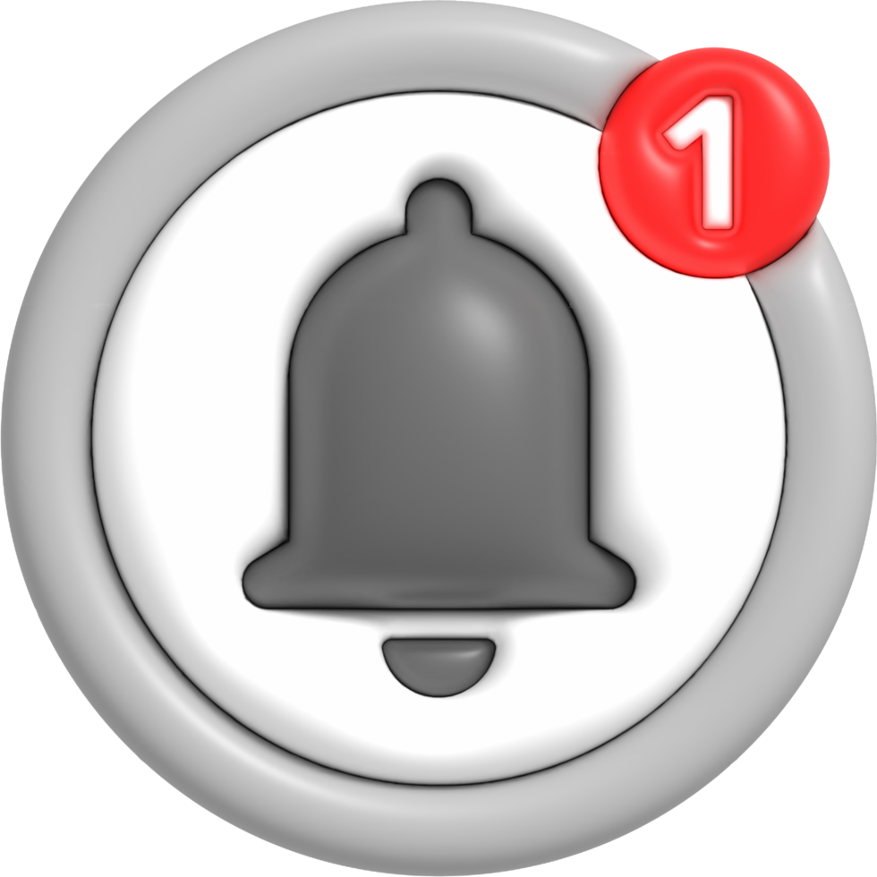 3D Notification icon, Ringing bell for social media reminder, Notification symbol 3D rendering png