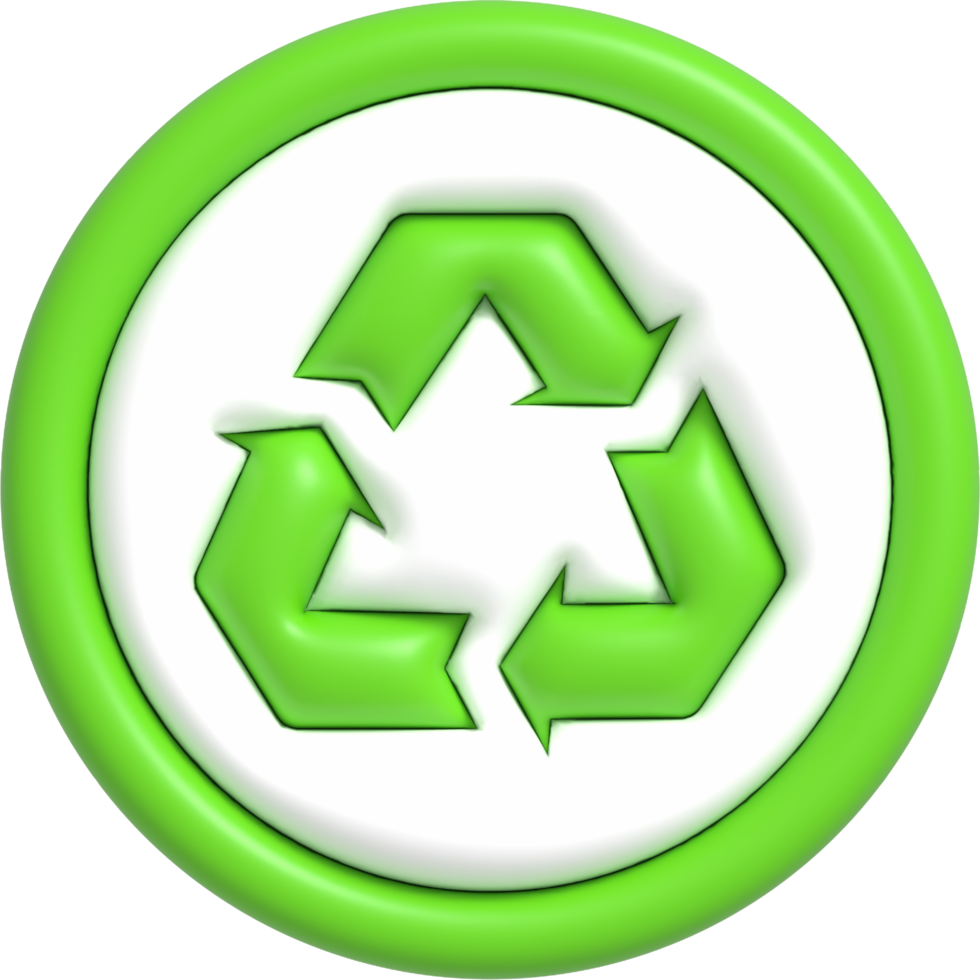 niedliches 3D-Recycling-Symbol, grünes Recycling-Pfeilsymbol 3D-Rendering png