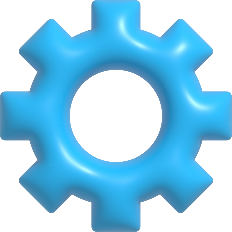 3d setting icon, Gear symbol. Repair, optimizing, workflow concept 3d rendering png