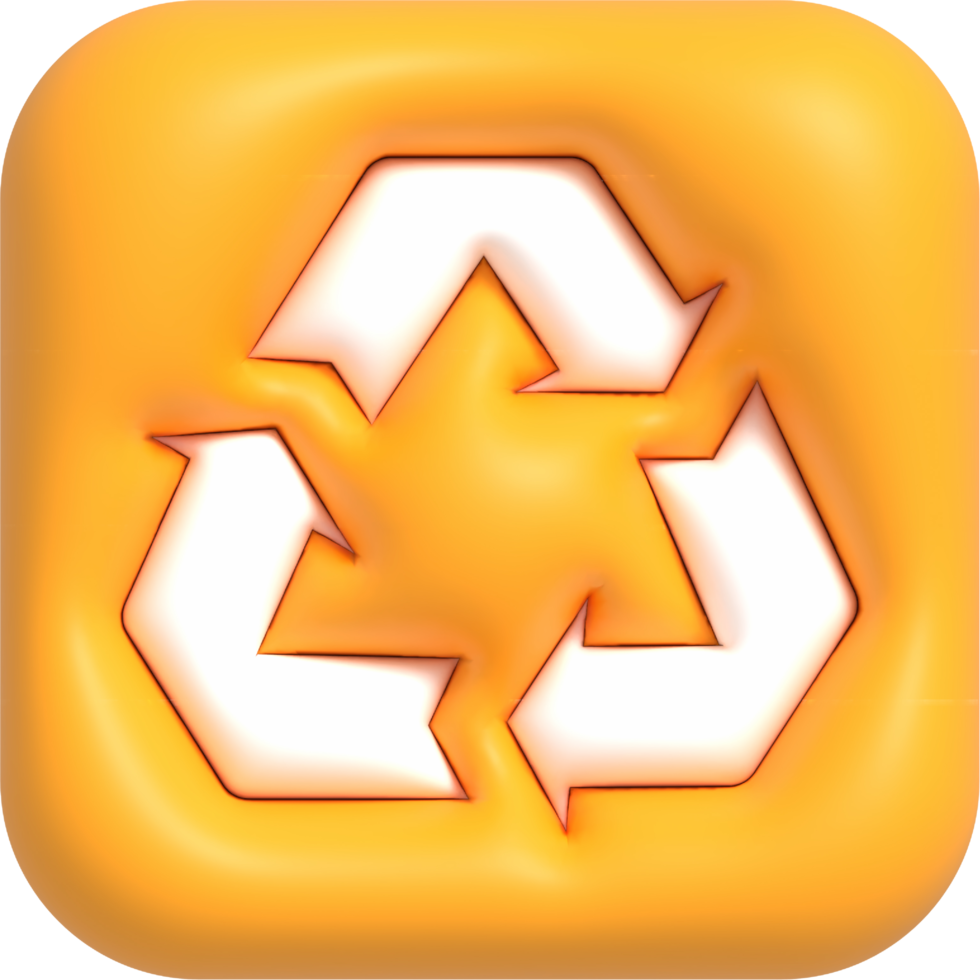 Cute 3D Recycle icon, Green recycle arrow symbol 3D rendering png