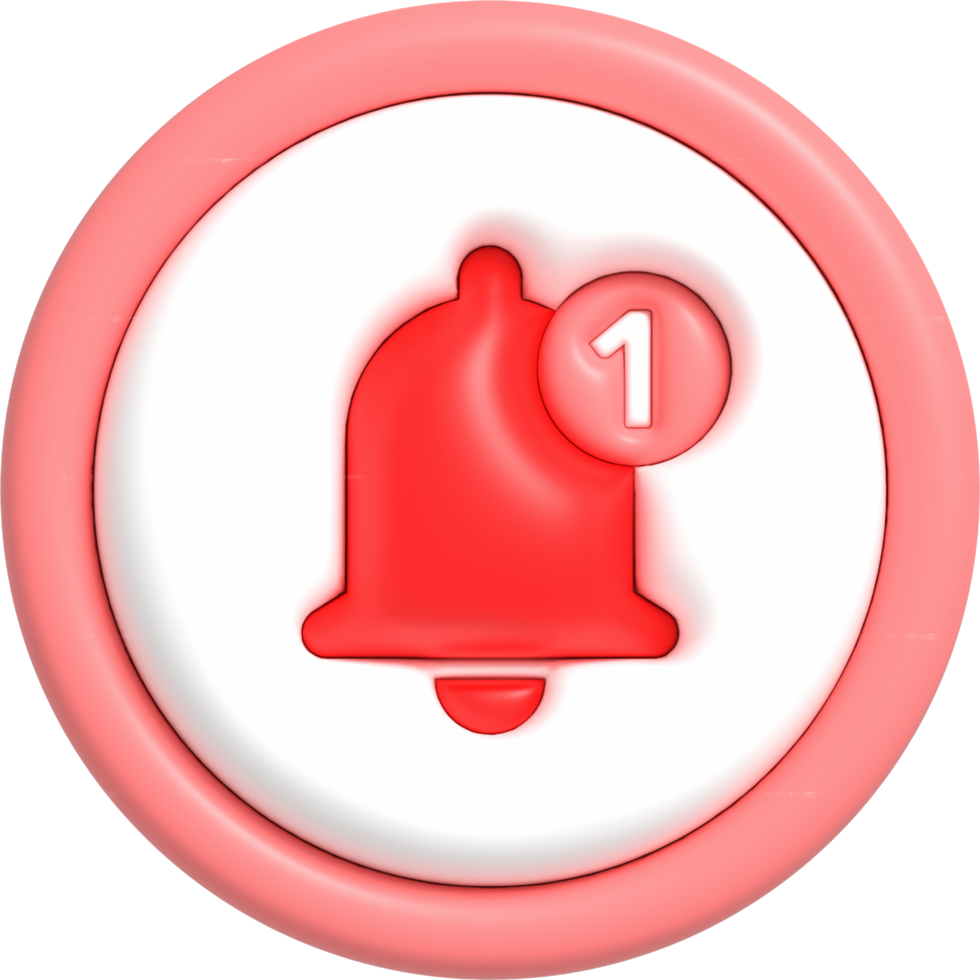 3D Notification icon, Ringing bell for social media reminder, Notification symbol 3D rendering png