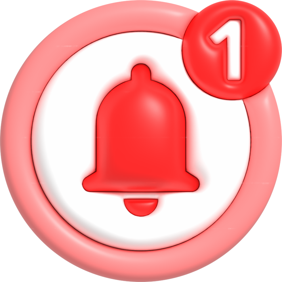 3D Notification icon, Ringing bell for social media reminder, Notification symbol 3D rendering png