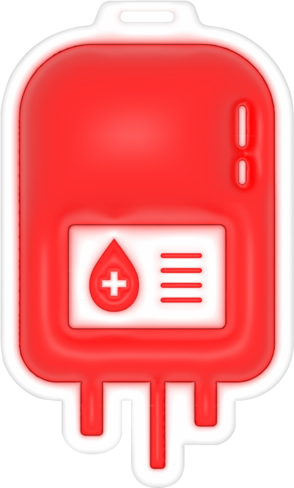 blod packa 3d symbol, blod transfusion, blod väska ikon, blod donation och värld blod givare dag 3d tolkning png