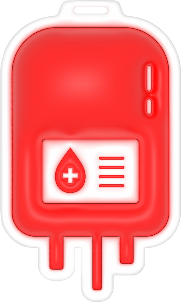 Blood pack 3D symbol, Blood transfusion, Blood bag icon, Blood Donation and World Blood Donor Day 3D rendering png