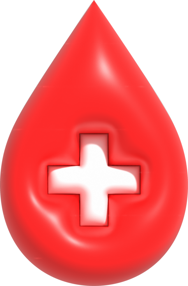 symbole de la goutte de sang, transfusion sanguine, journée mondiale du donneur de sang. don de sang et sauver la vie rendu 3d png