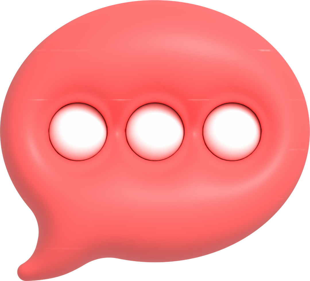 Bate-papo de bolha de fala 3D com pontos dentro, ícone de notificação de mensagem, ilustração de renderização 3D de bate-papo de bolha png