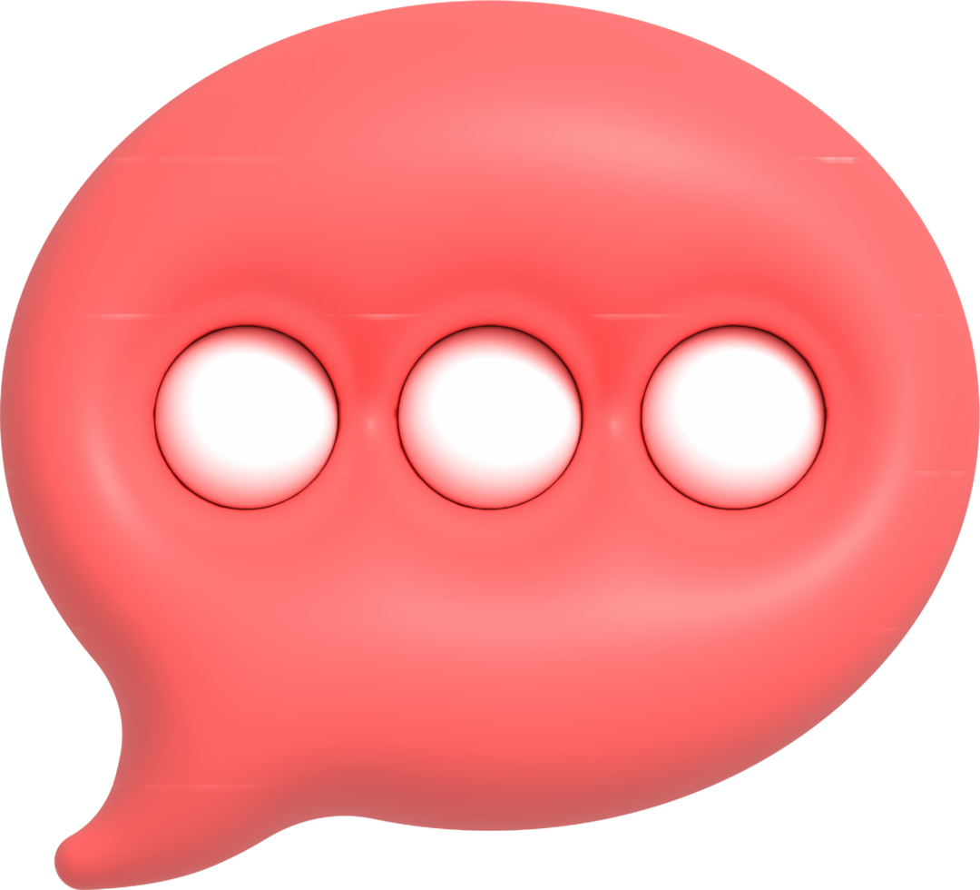 3D speech bubble chat with dots inside, Message notification icon, Bubble chat 3D render illustration png