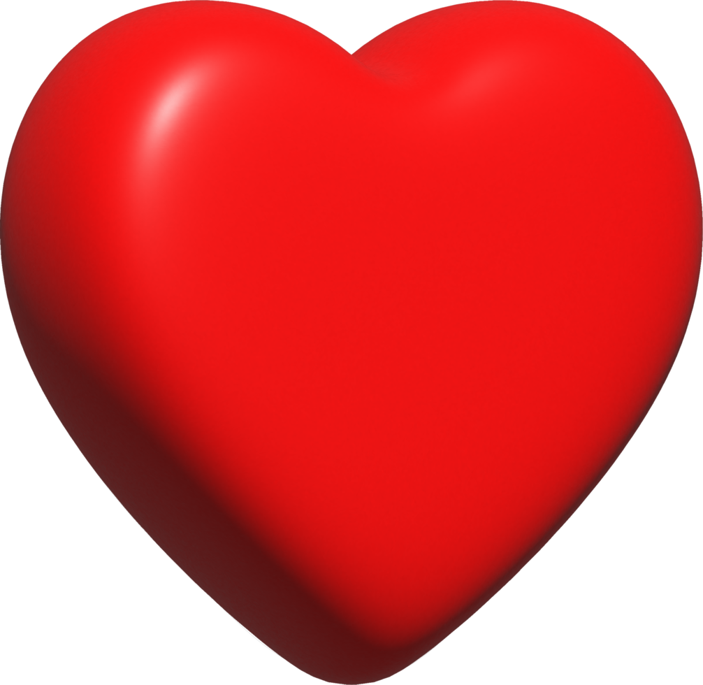 Red heart shape icon, Like or Love symbol for Valentine's day, 3D render illustration png