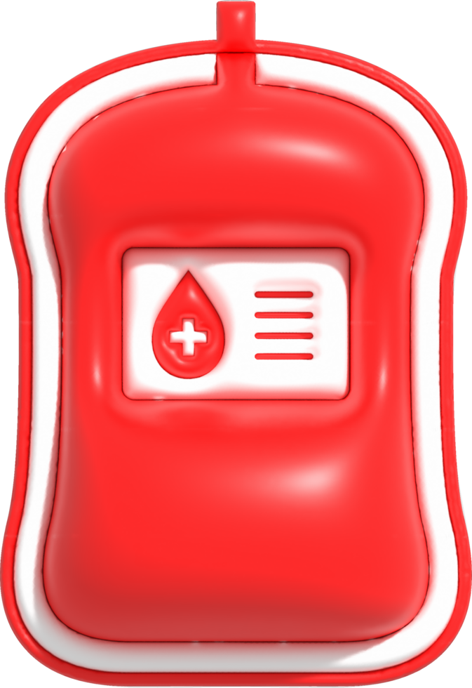 Blood pack symbol, Blood transfusion, Blood bag icon, Blood Donation and Saving life 3D rendering png