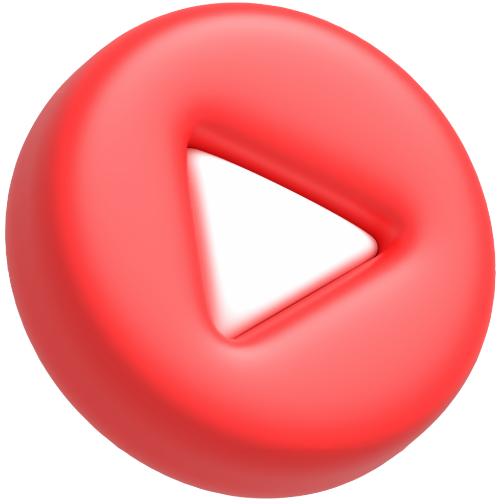 Realistic Play button, Video player and streaming icon, live stream 3D render illustration png