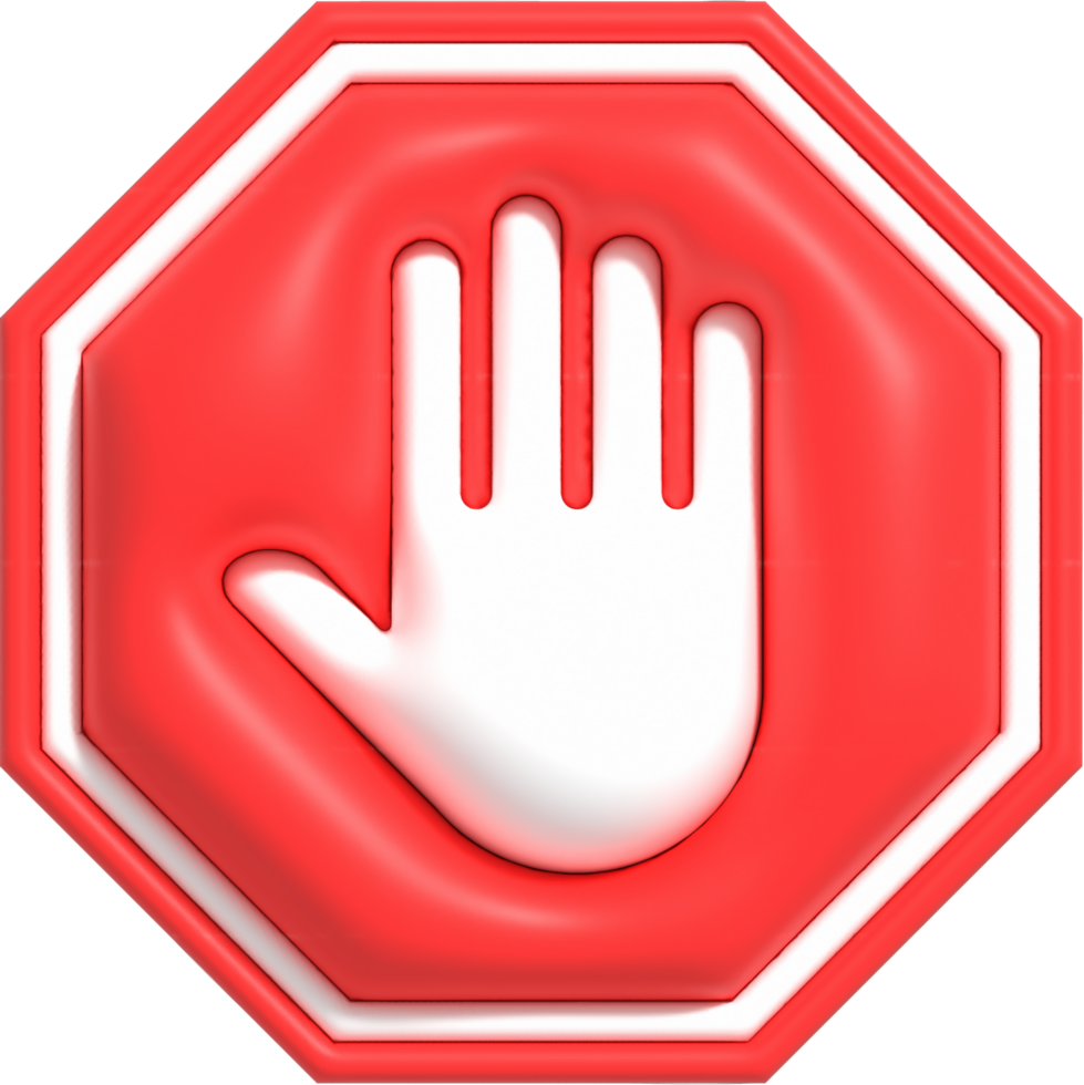 Cute 3D forbidden icon, Negative stop sign symbol, No entry sign 3 rendering png