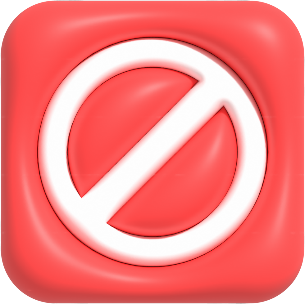 Cute 3D forbidden icon, Negative stop sign symbol, No entry sign 3 rendering png