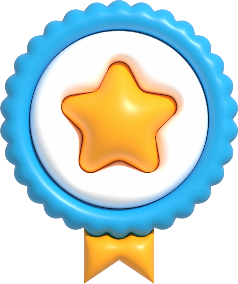 3D High quality guarantee symbol, Medal button with star, Best quality of product and service icon, Standard quality control certification 3d render illustration png