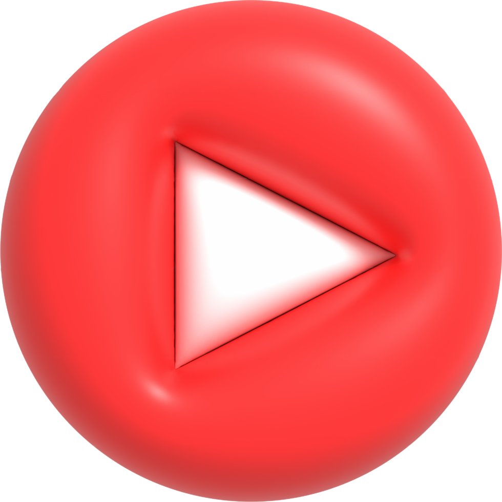 Realistic Play button, Video player and streaming icon, live stream 3D render illustration png