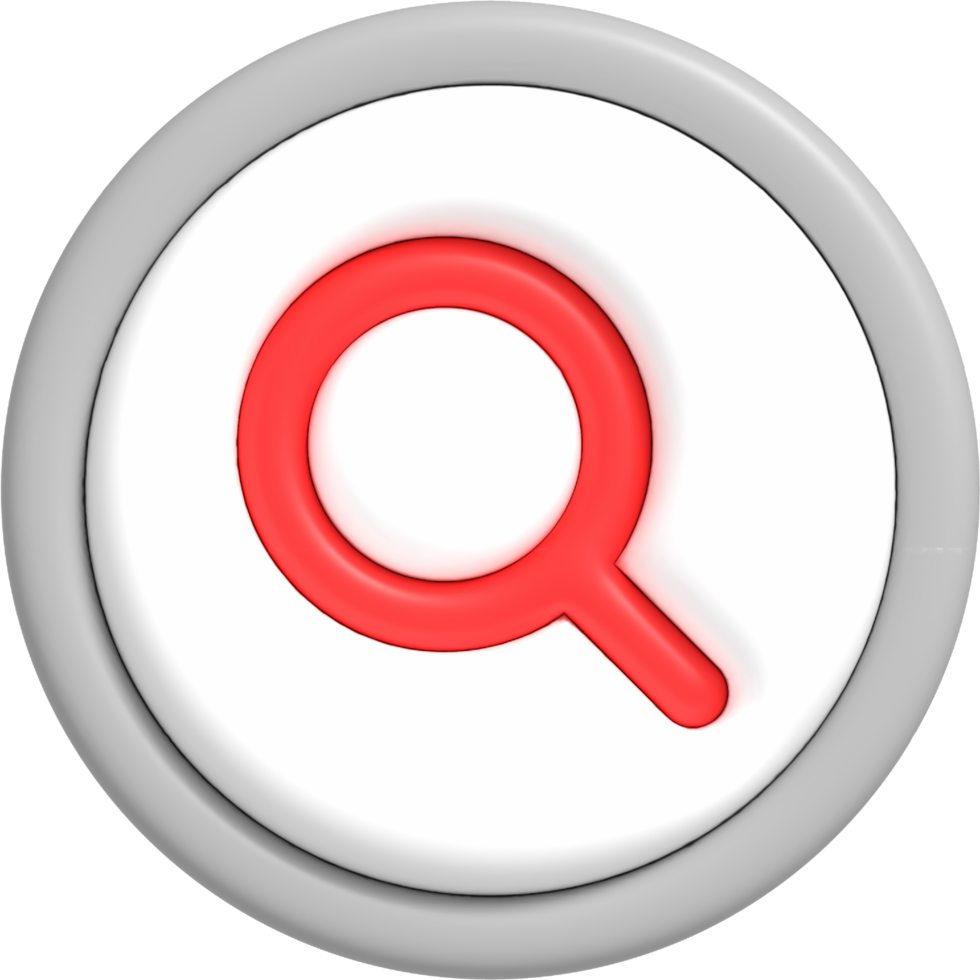 Search icon with Magnifying glass. Research and Analysis button 3d rendering png