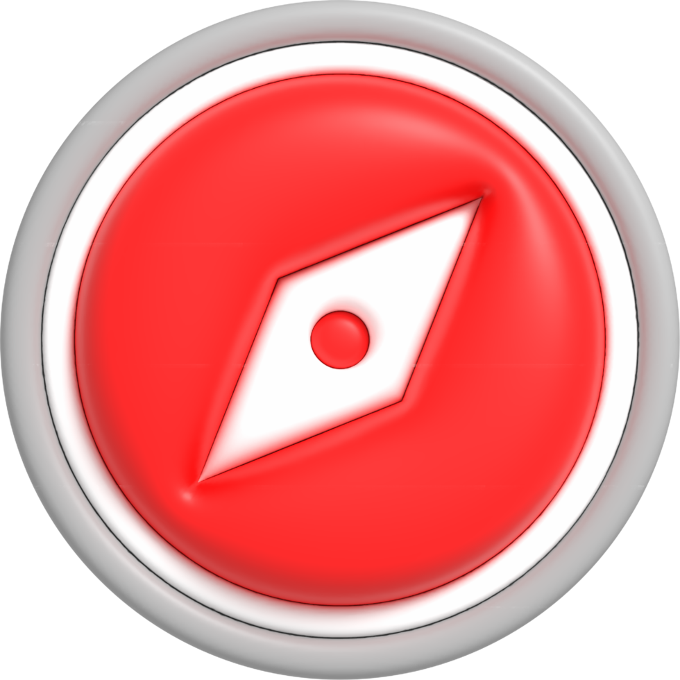 Compass 3D icon, Location direction map navigation sign 3d render png