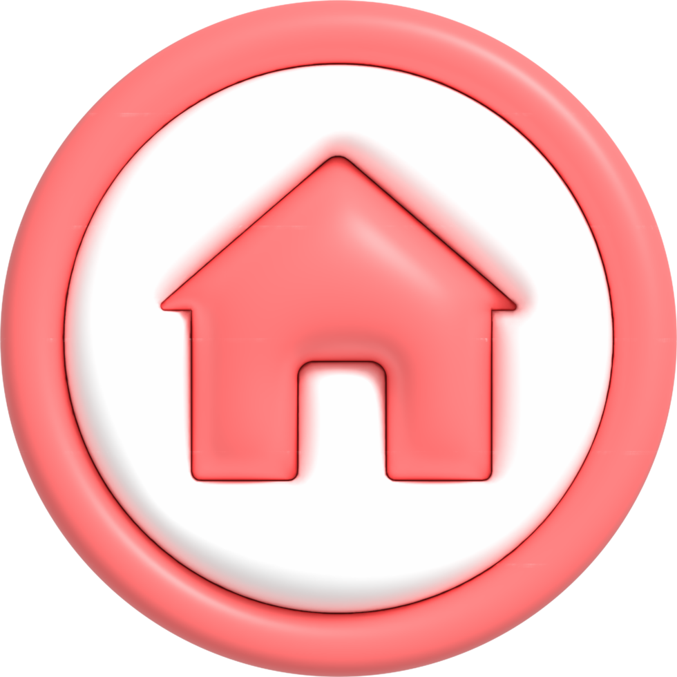 Cute 3D Home button. Real estate, mortgage, loan concept icon 3D render png