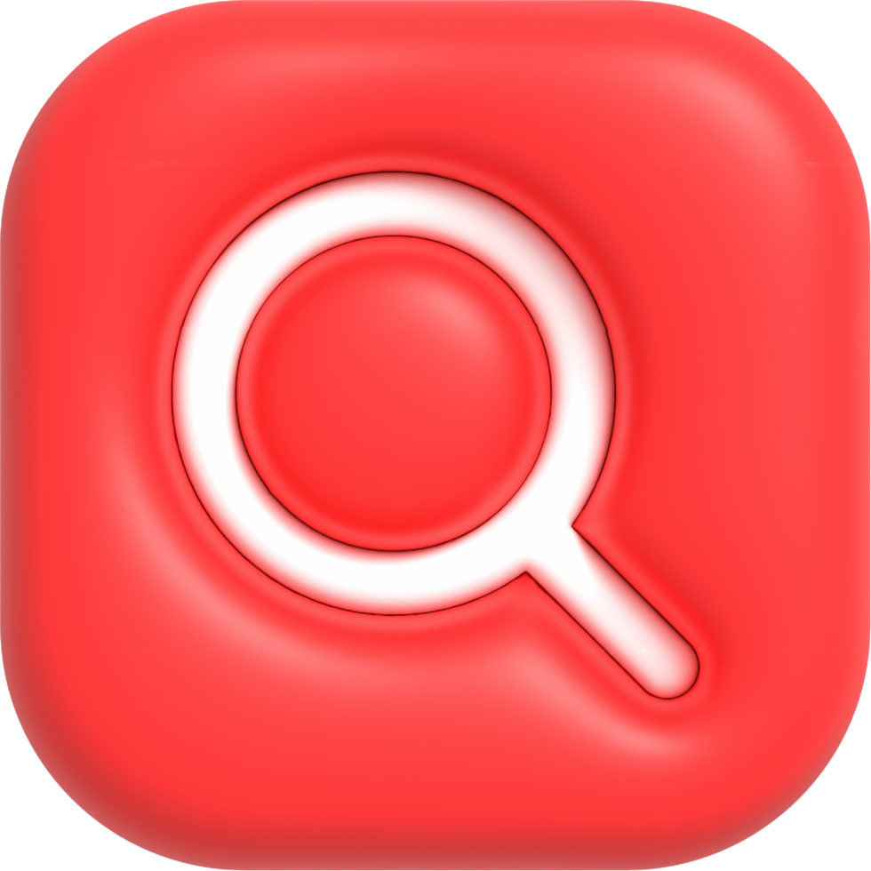 Search icon with Magnifying glass. Research and Analysis button 3d rendering png