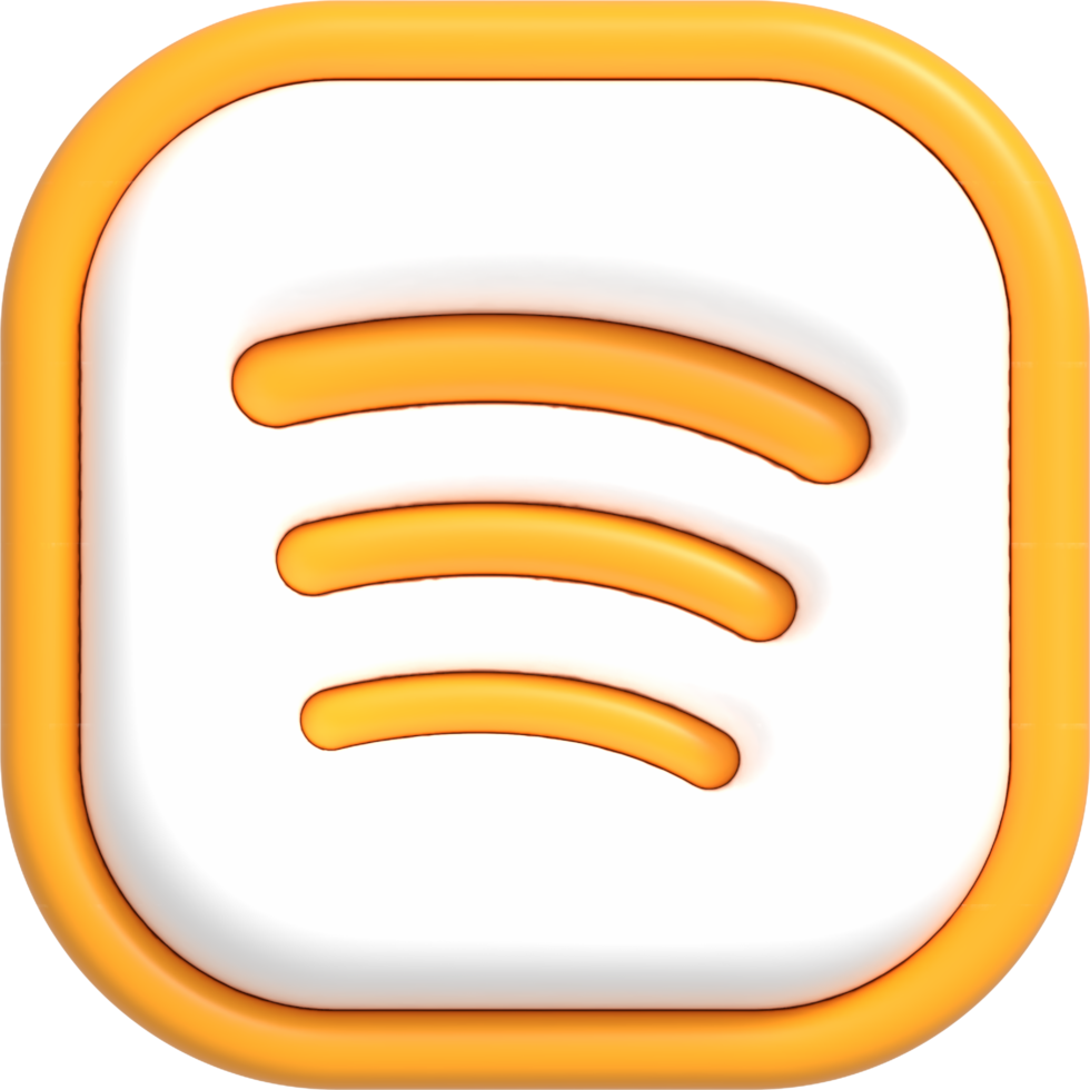 Social media button with yellow icon inside, Mobile application for sharing with other people 3D render png