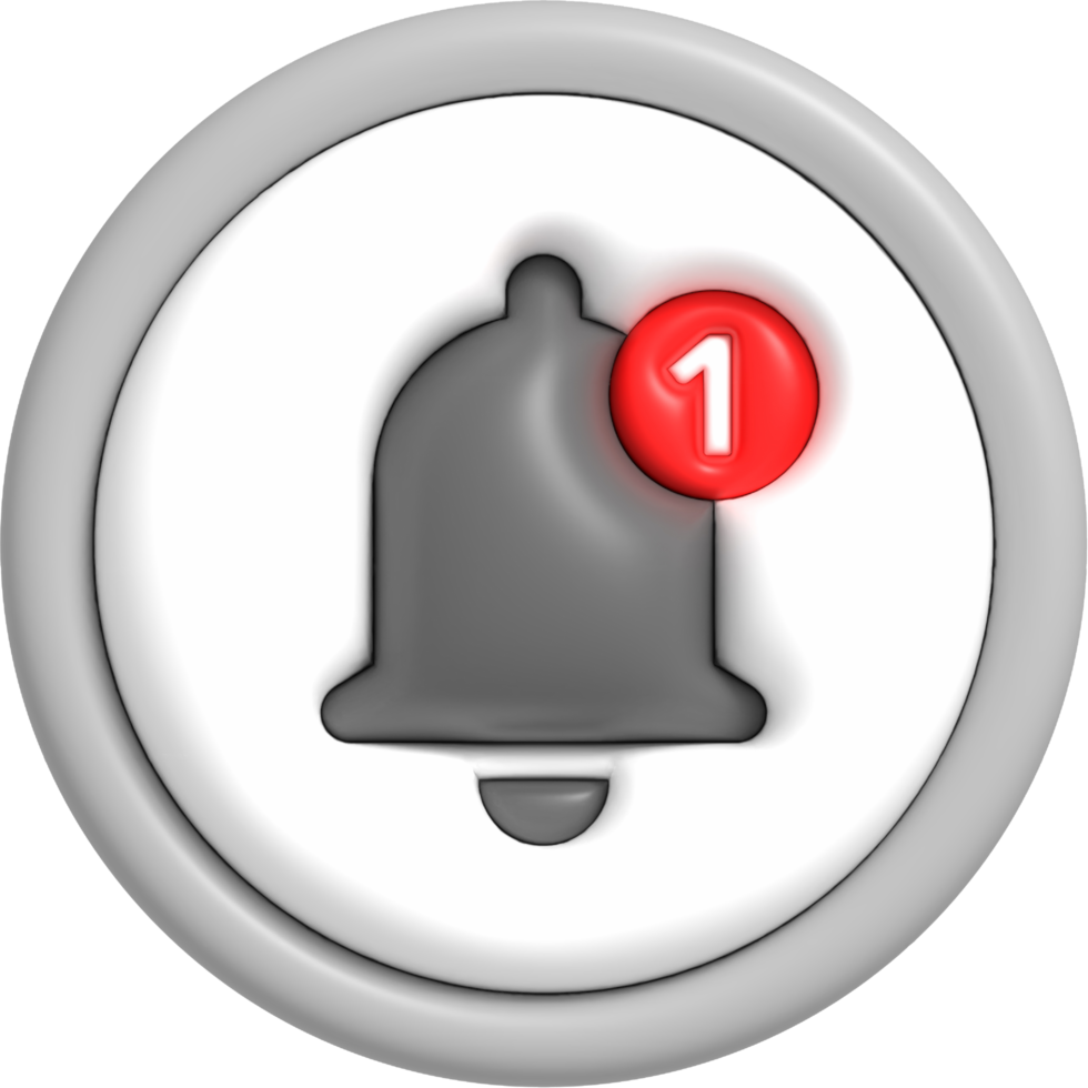 3D Notification icon, Ringing bell for social media reminder, Notification symbol 3D rendering png