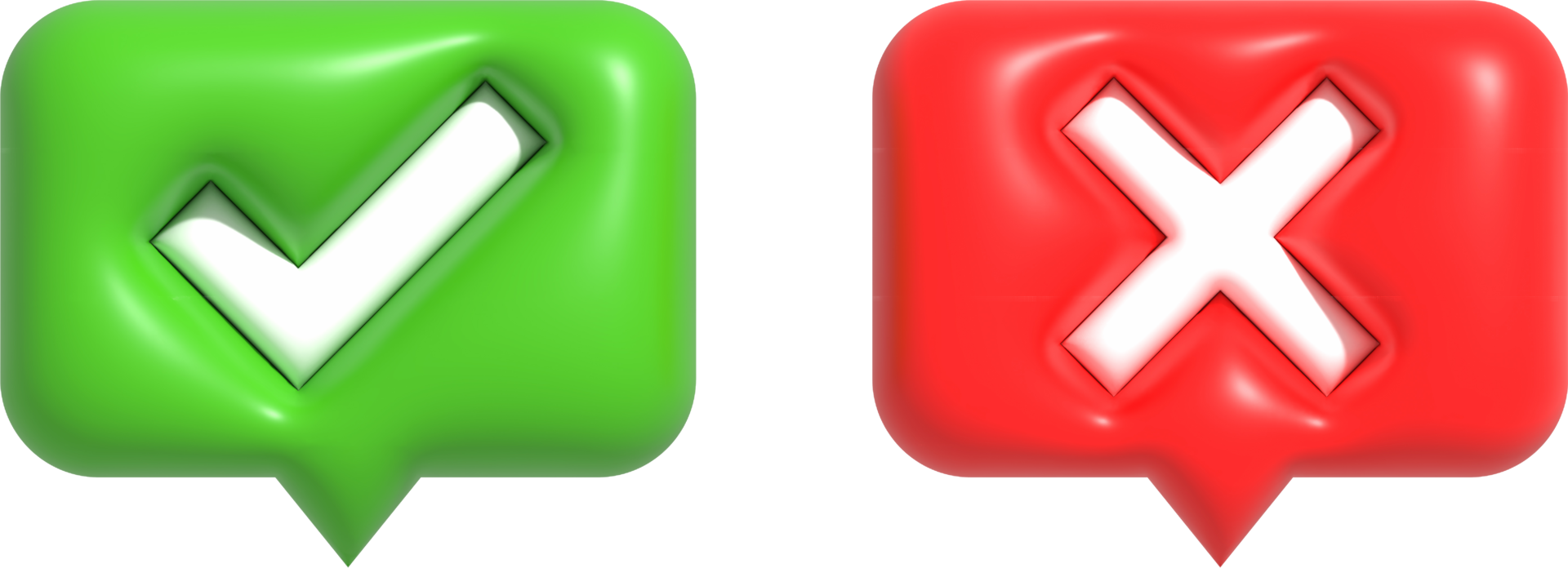 Realistic right and wrong, yes or no, approved or declined 3D Button