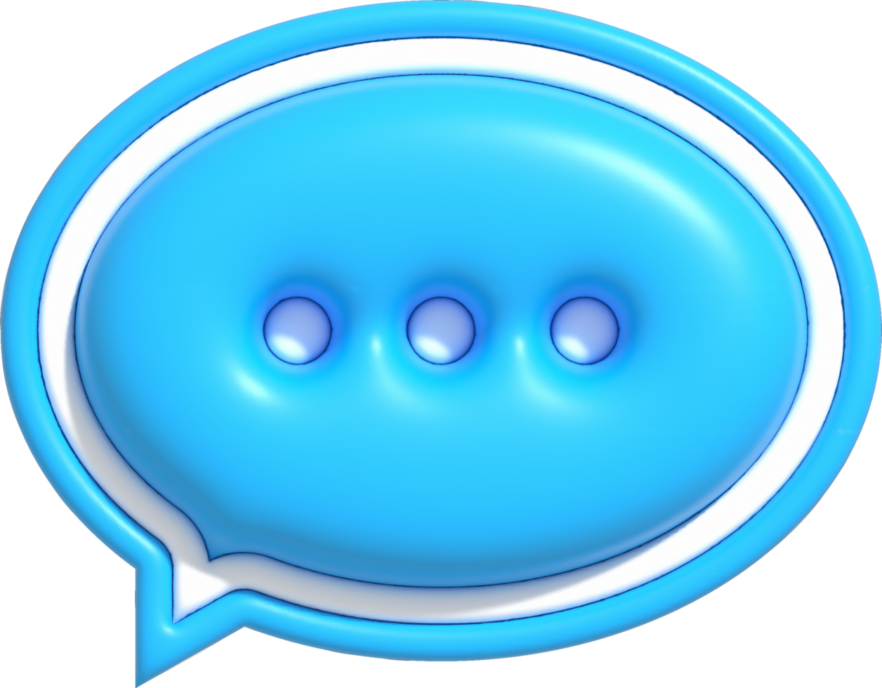 3D speech bubble chat with dots inside, Message notification icon, Bubble chat 3D render illustration png