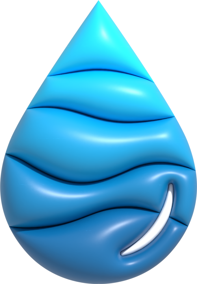 ícone de gota de água azul, lavando as mãos para uma pandemia cobiçosa. dia mundial da água e salvar ilustração de renderização 3d de água png