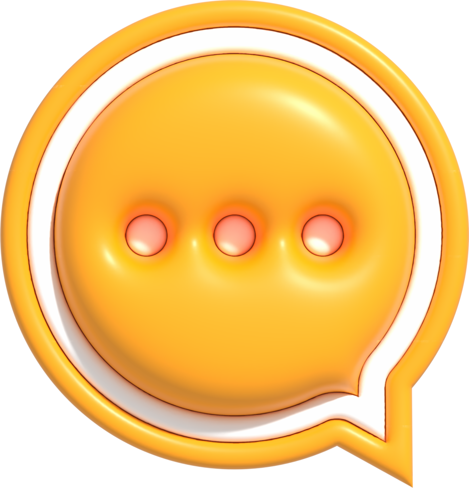 Bate-papo de bolha de fala 3D com pontos dentro, ícone de notificação de mensagem, ilustração de renderização 3D de bate-papo de bolha png