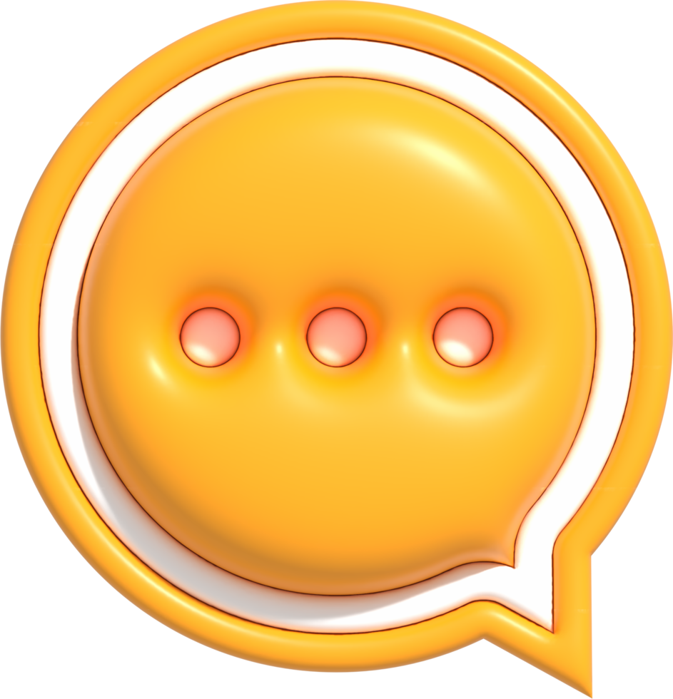 3D speech bubble chat with dots inside, Message notification icon, Bubble chat 3D render illustration png