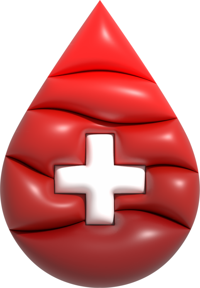 Blood drop symbol, Blood transfusion, World blood donor day. Blood Donation and Saving life 3D rendering png