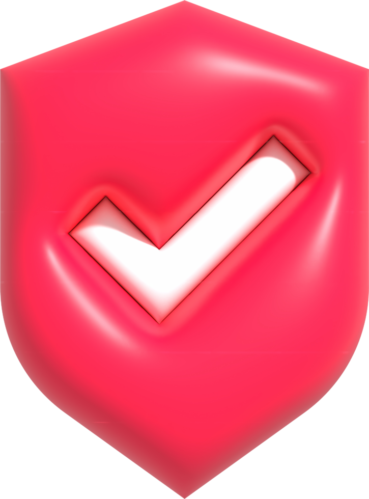 Guard shield icon, Safety shield with check mark inside, Security and Guaranteed 3d render illustration png