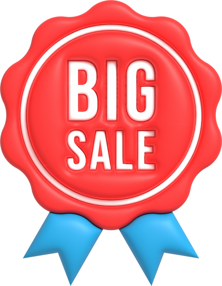 Big sale 3D icon, Special offer discount with the price OFF percentage. Red label for advertising campaign 3D render illustration png