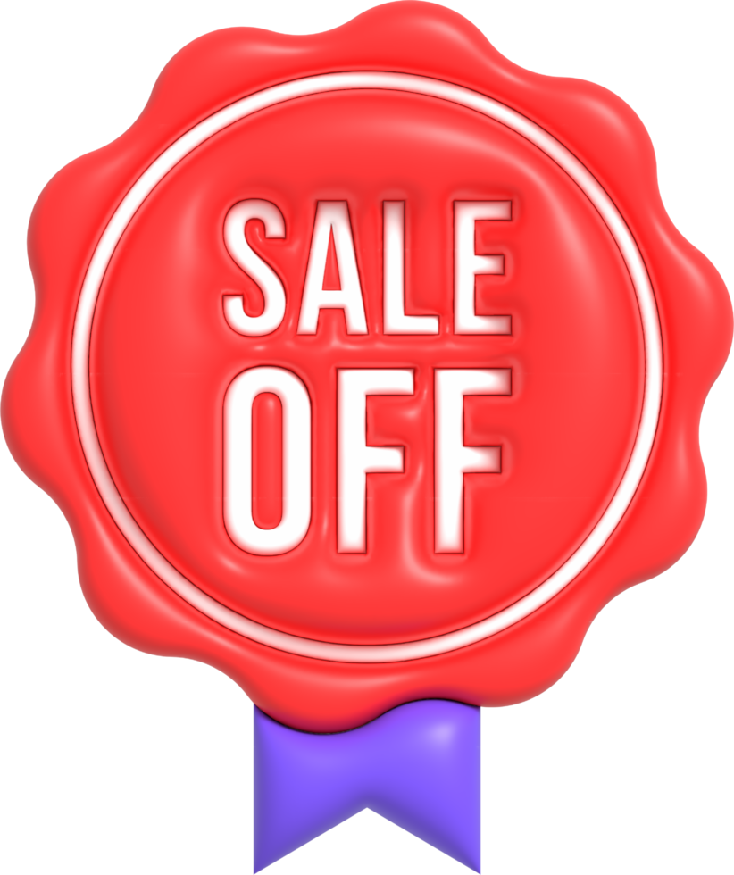 Sale off 3D icon, Special offer discount with the price OFF percentage. Red label for advertising campaign 3D render illustration png
