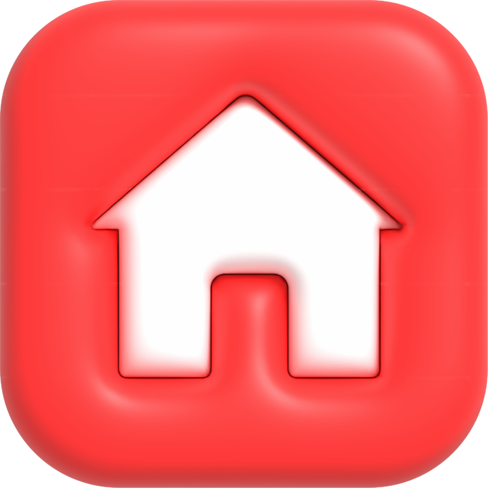 Cute 3D Home button. Real estate, mortgage, loan concept icon 3D render png