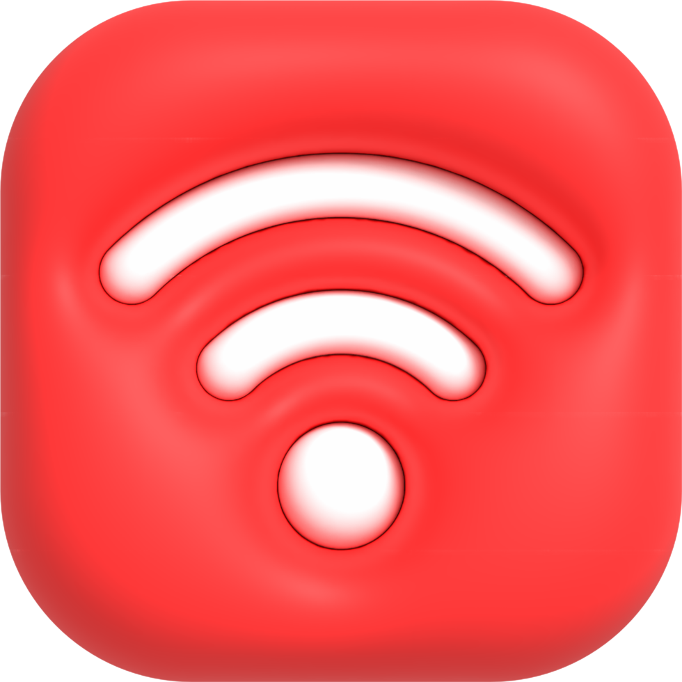 3D Wi-Fi button, Realistic Wireless network icon 3D render png