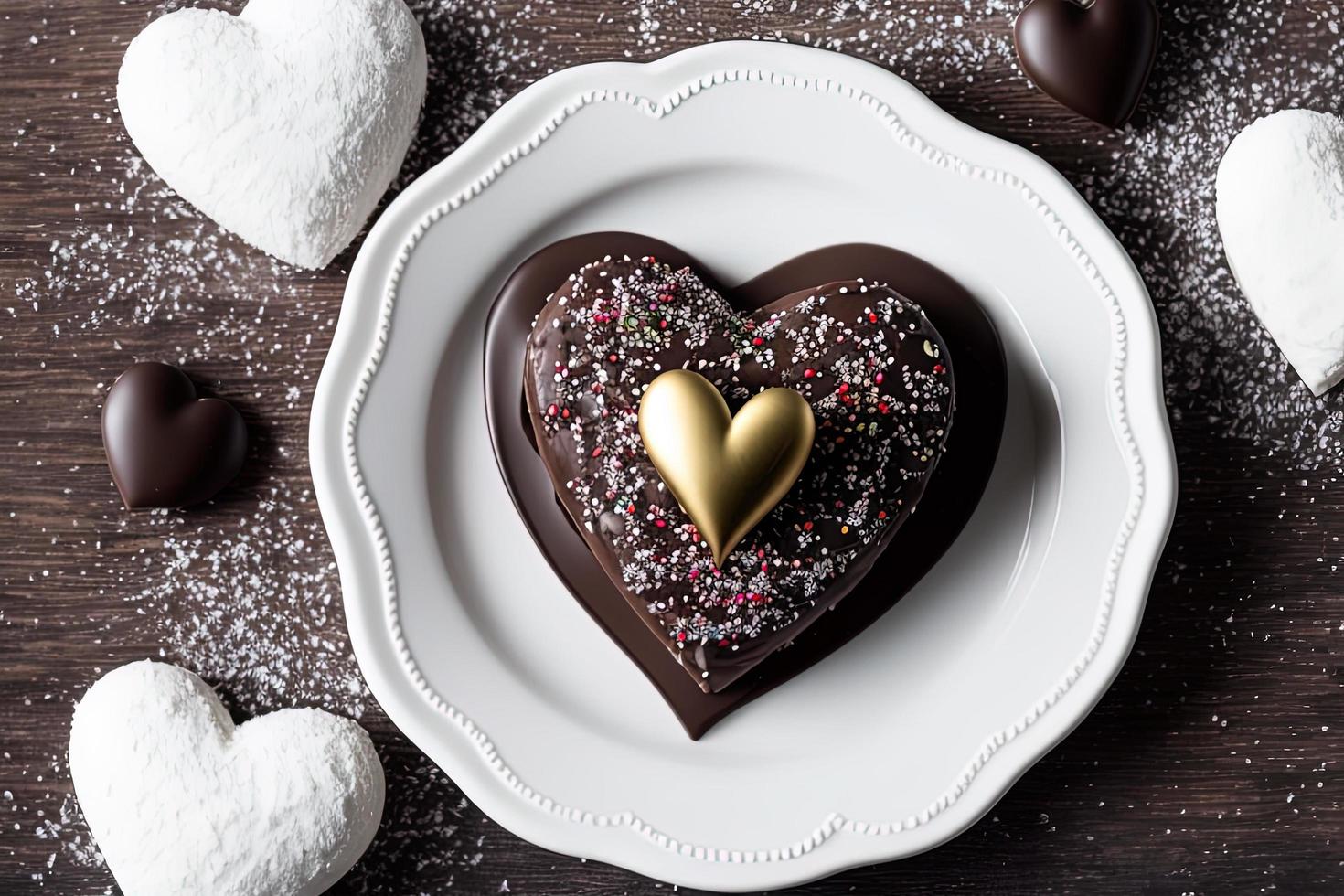 photography of a chocolate heart shaped donut with chocolate, love, heart, valentine, photo