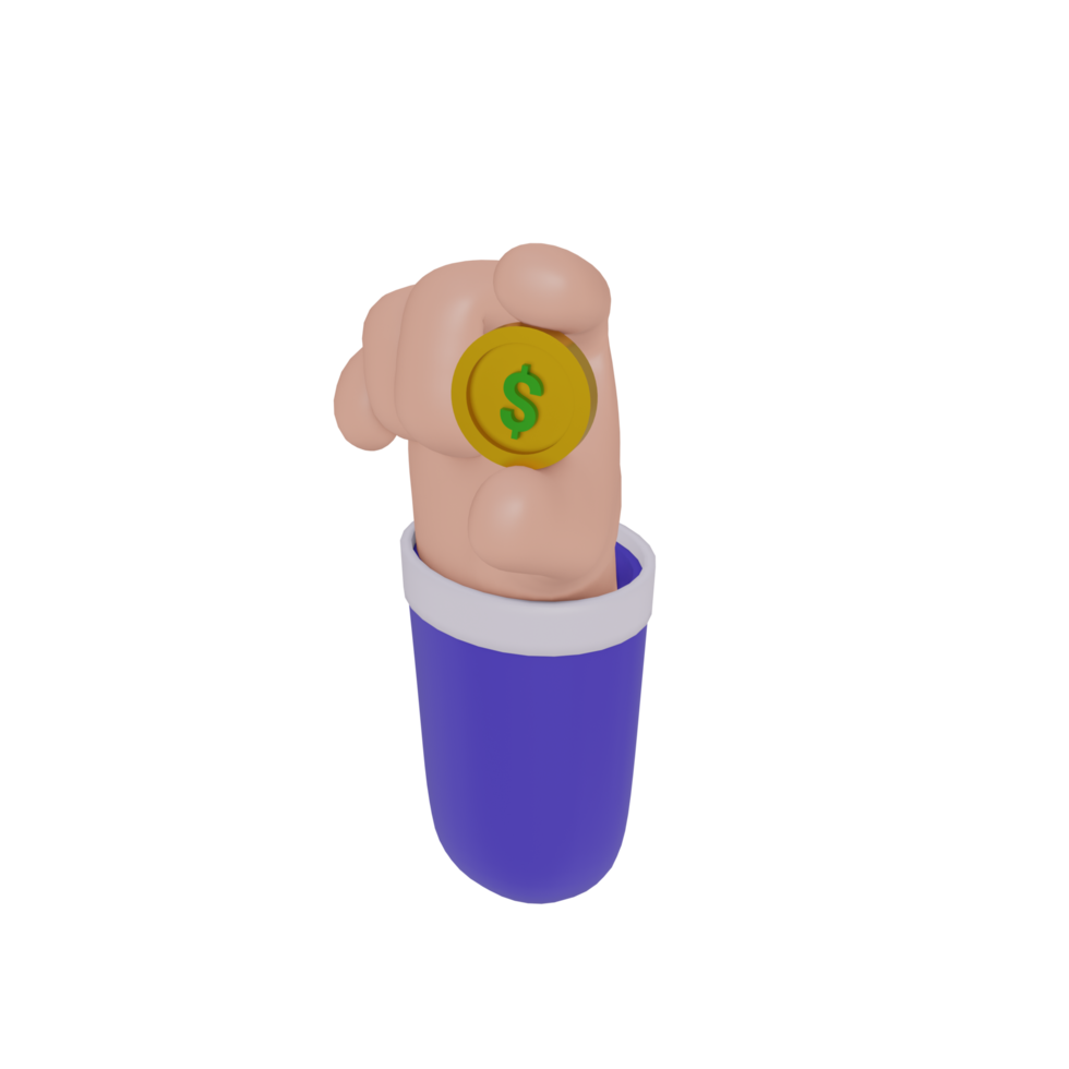 3D Hand holding coin icon on transparent background, suitable for template design, UI or UX and more. png
