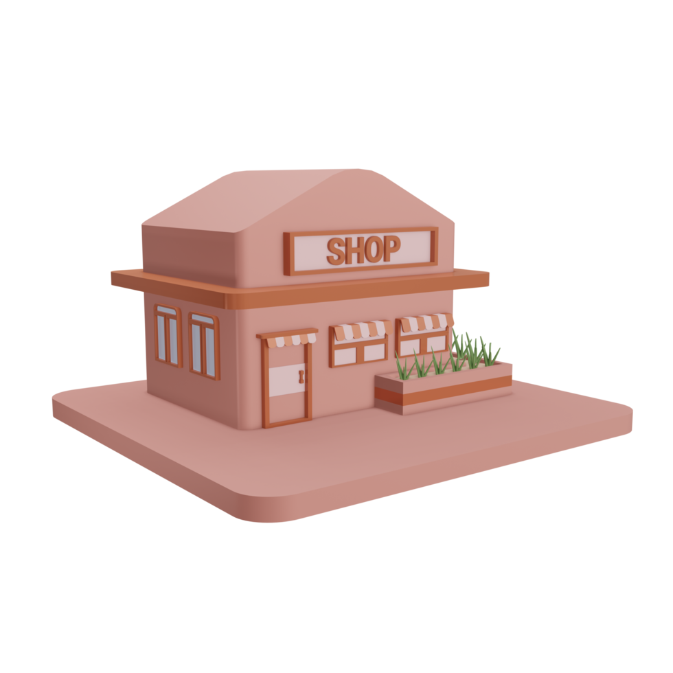 A 3D Shop icon with a transparent background, perfect for template design, UI or UX and more. png