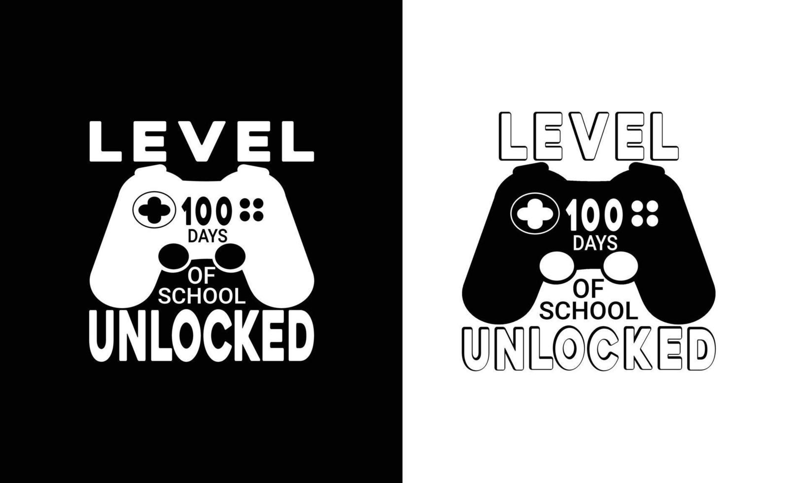 Level 100 Unlocked Gaming shirt Design. vector