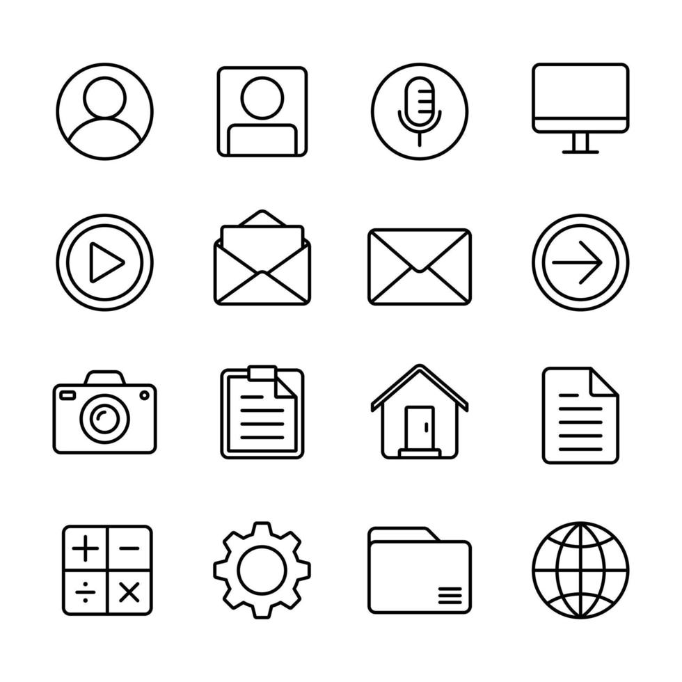 Essential UI UX outlined icon set. Suitable for design element of web, smartphone, and UI UX icon collection. vector